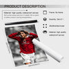A rolled canvas art poster featuring Cristiano Ronaldo in a red jersey and white shorts.