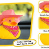 A yellow rubber duck with a pink cowboy hat, glasses, necklace, and silicone gel material decoration.