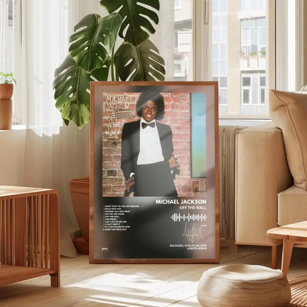 Canvas art print featuring a portrait of Michael Jackson against a brick background