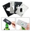 Spade shaped stainless steel bottle opener shown with a green bottle.