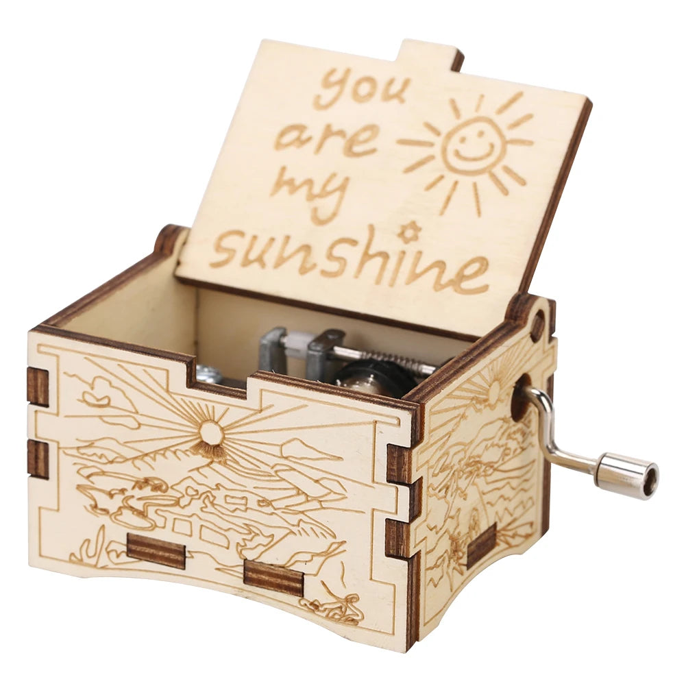 Retro Hand-Cranked Wooden Music Box