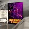 A canvas wall art poster featuring a dark, purple-toned illustration of Freddy Fazbear and other animatronics.