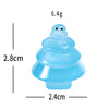 Light blue resin mini Christmas tree charm with a round top and layered base