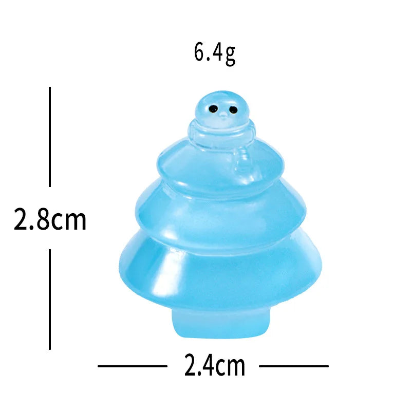 Light blue resin mini Christmas tree charm with a round top and layered base