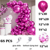 Metallic silver balloon garland arch kit featuring pink confetti accents and tools