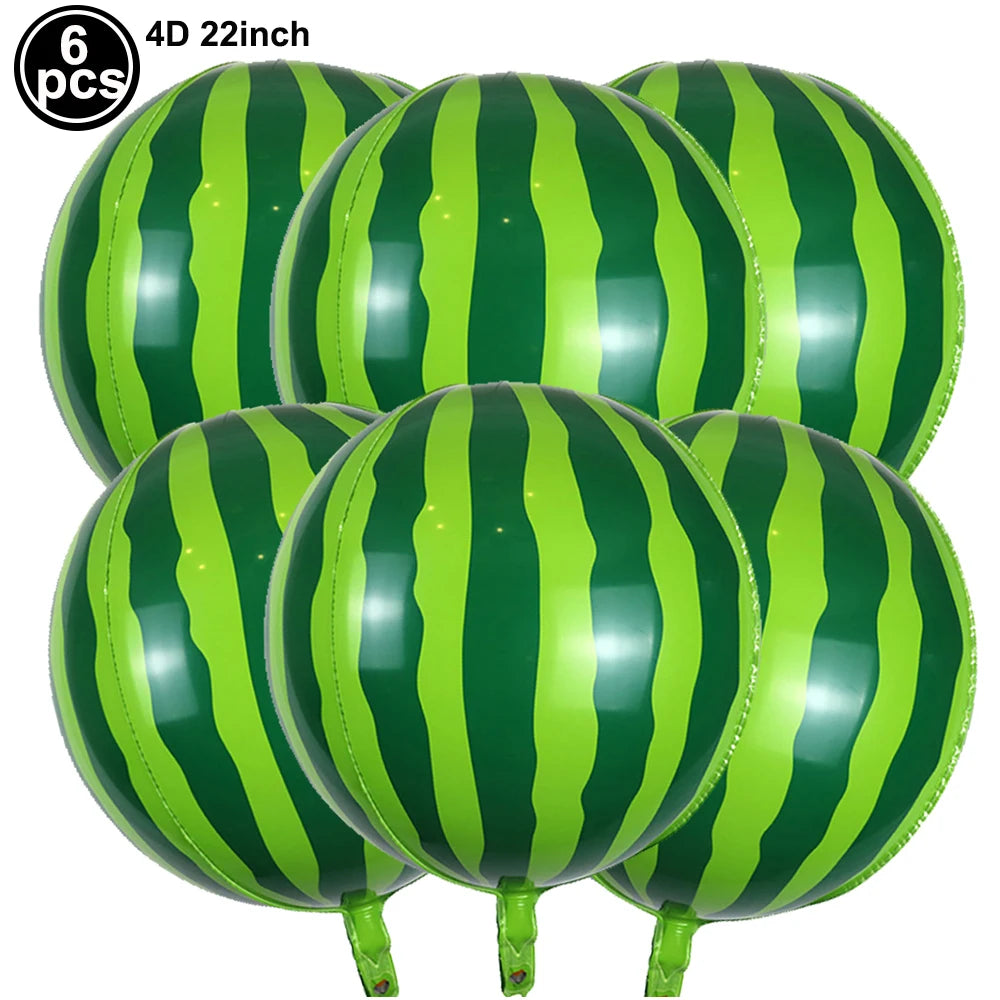 Six ballons en papier d'eau de watermelon rayés de vert