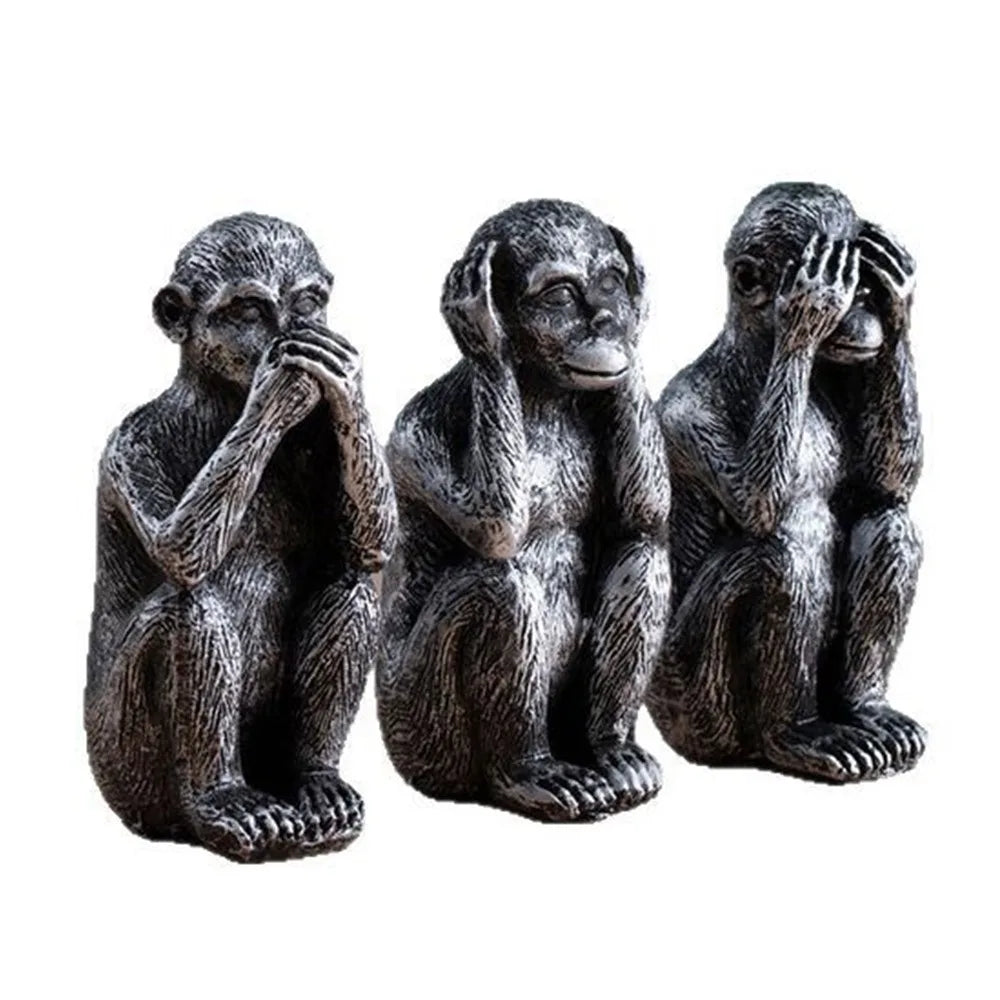Three Wise Monkeys Resin Figurine Set