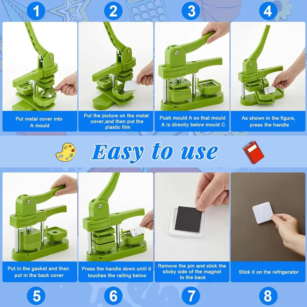 Blank Square Badge Making Kit with Magnetic Backing
