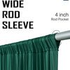 A close-up of a dark green fabric backdrop curtain being draped, showing the texture and pleats.
