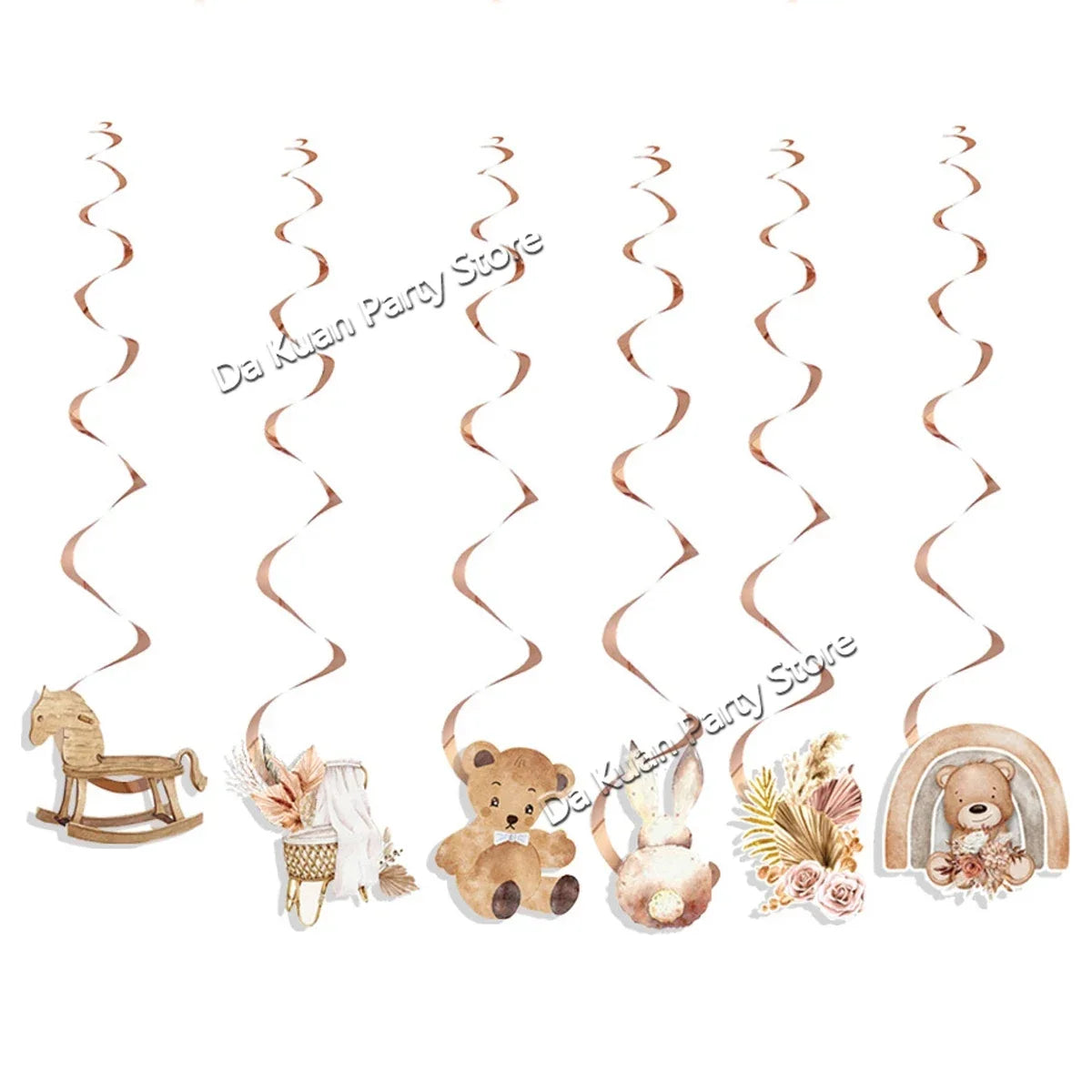 A set of decorative banner garlands featuring animal shapes like a horse, bear, and bunny for baby showers.
