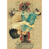 Anime canvas wall art featuring a character from Death Note, rendered in vintage style with floral borders.