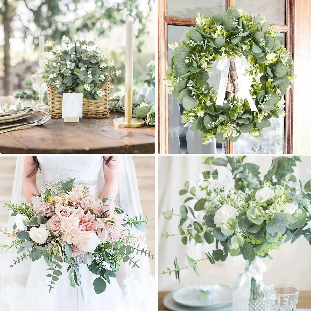 Artificial Eucalyptus Leaf Stems – Silk Greenery for Weddings & Home Decor