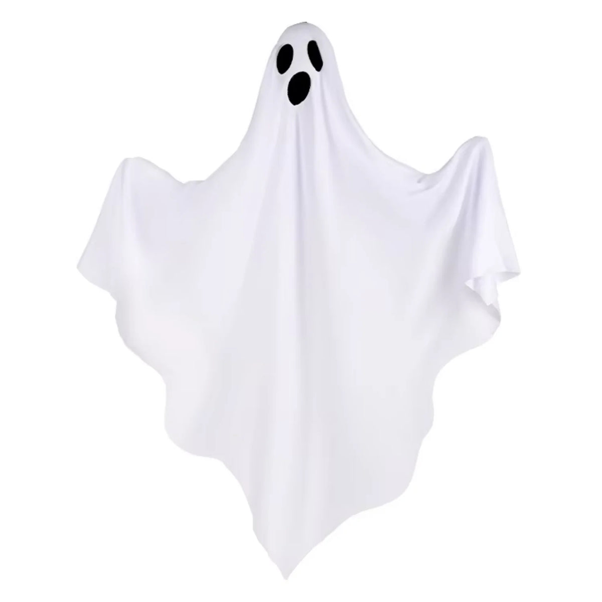 White ghost Halloween decoration with a spooky face cutout