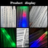 Display of various RGB glow foam sticks in different colors and packaging.