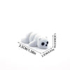 A white 3D printed cartoon animal figurine, likely a panda or similar creature, shown with various size measurements.