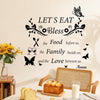 Elegant letter print wall decals featuring a blessing message for kitchen and dining room decor
