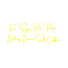 Yellow script text listing various food items like Tea Sugar Rice Pasta Baking Beans Salt Coffee