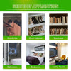 A grid showing various applications for hanging moisture absorber bags including a wardrobe, shoe cabinet, bookcase, bathroom