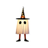 Halloween hanging ghost light featuring a witch hat and a ghostly face.