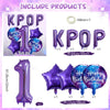 Purple foil number balloon set including a large number 1 and various purple star-shaped balloons
