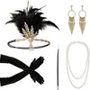 1920s Gatsby Flapper Accessory Set with Headband, Gloves, Pearl Necklace & Cigarette Holder