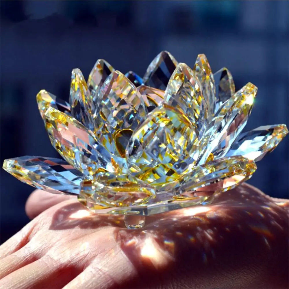 Crystal Lotus Flower Feng Shui Decorative Ornament