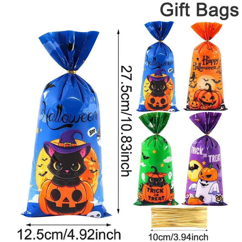 Halloween Pumpkin Candy Bags for Trick-or-Treat Party Favors