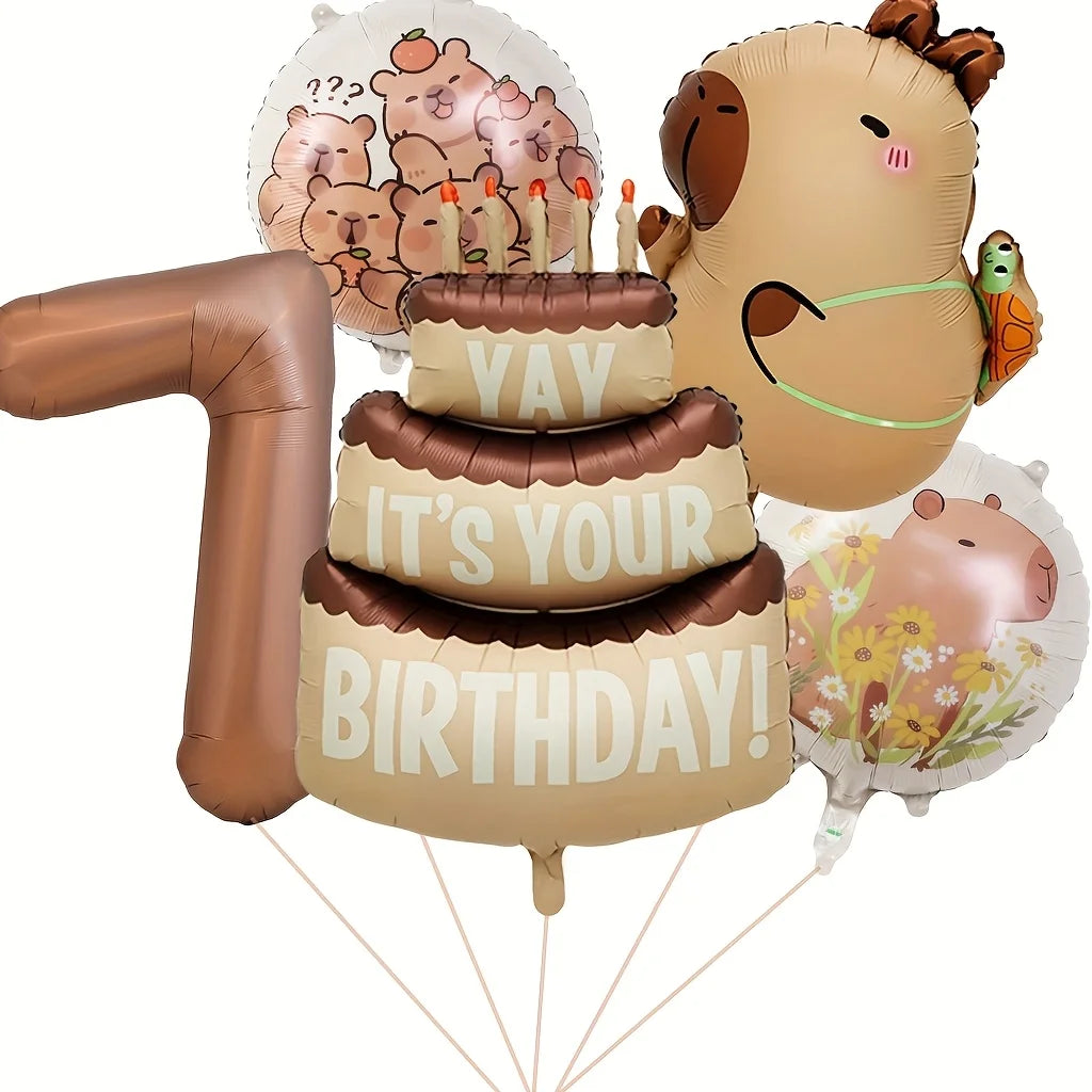 Capybara Cartoon Foil Balloon Set for Birthday Parties