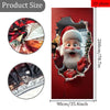 A festive red door cover featuring a Santa Claus face cutout with white beard and red suit details.