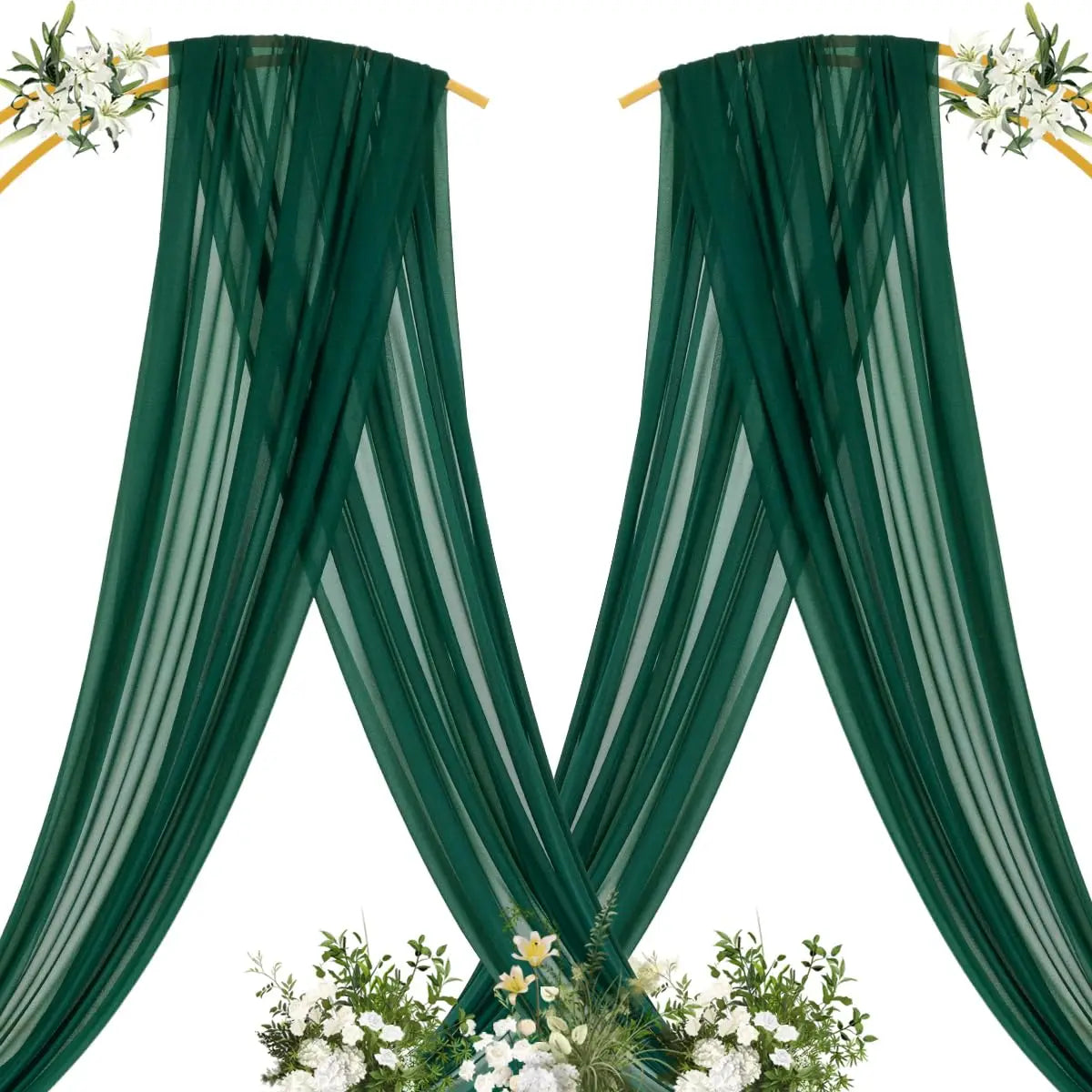 Tissu drapé vert émeraude foncé en mousseline pour décors d'événements