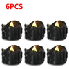 Six pieces of black flameless LED candles with a warm white glow