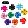 A set of ten 18-inch flower-shaped foil balloons in various colors including pink, black, blue, green, yellow, and purple.