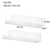 A clear acrylic floating display shelf measuring 38.1cm long, 10.9cm deep, and 7.6cm high.
