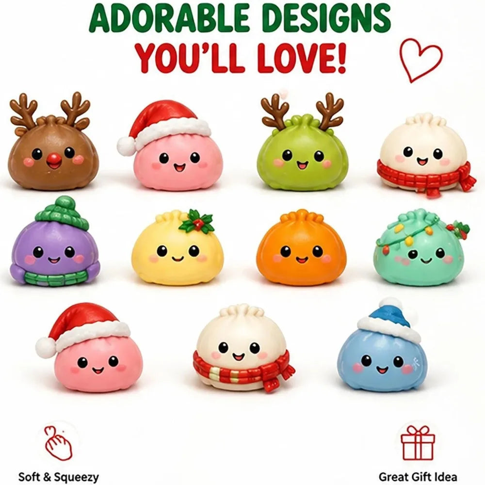 A collection of adorable, soft, and squishy Christmas-themed designs featuring reindeer and festive characters.