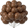 A bunch of brown pastel latex balloons tied together for party decorations