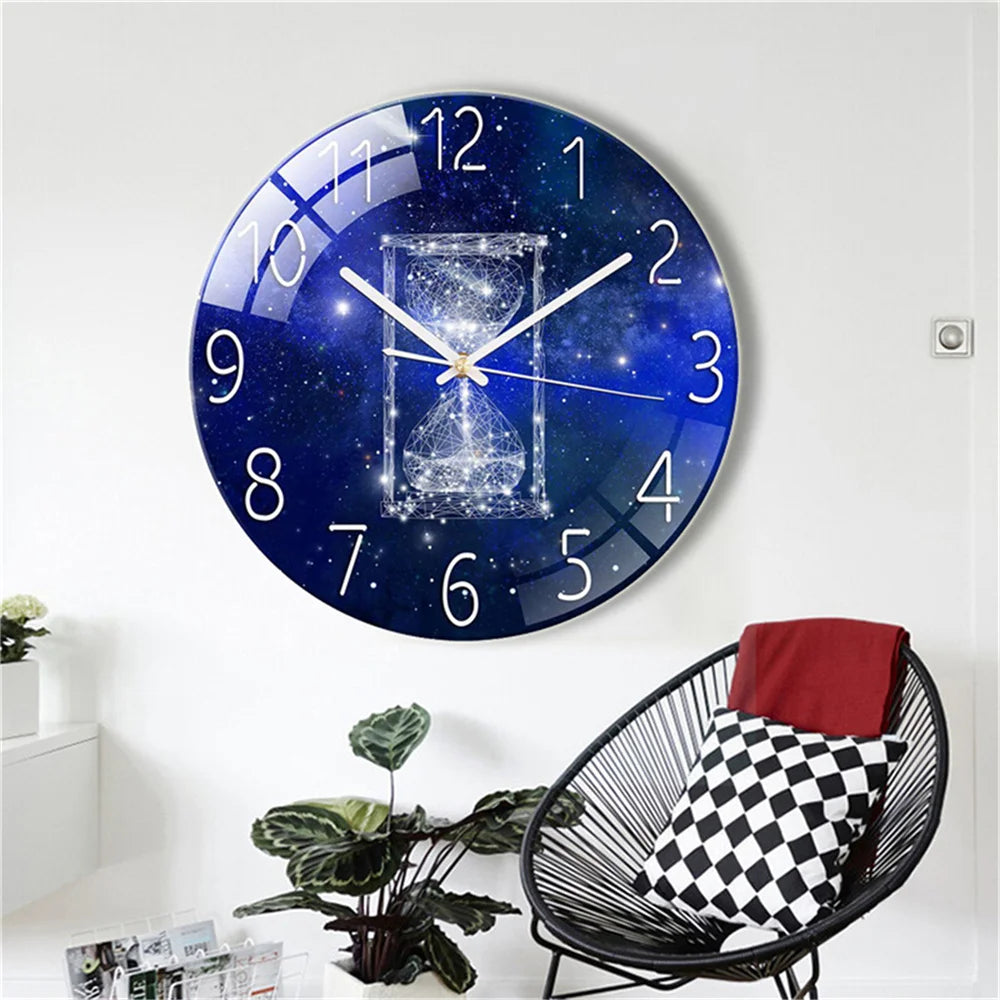 Modern Geometric Glass Wall Clock with Silent Quartz Movement