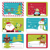 A set of festive Christmas decorative stickers featuring holiday themes like a Christmas tree, Santa, and a snowman.