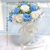 Elegant Silk Rose Bridal Bouquet with Baby's Breath