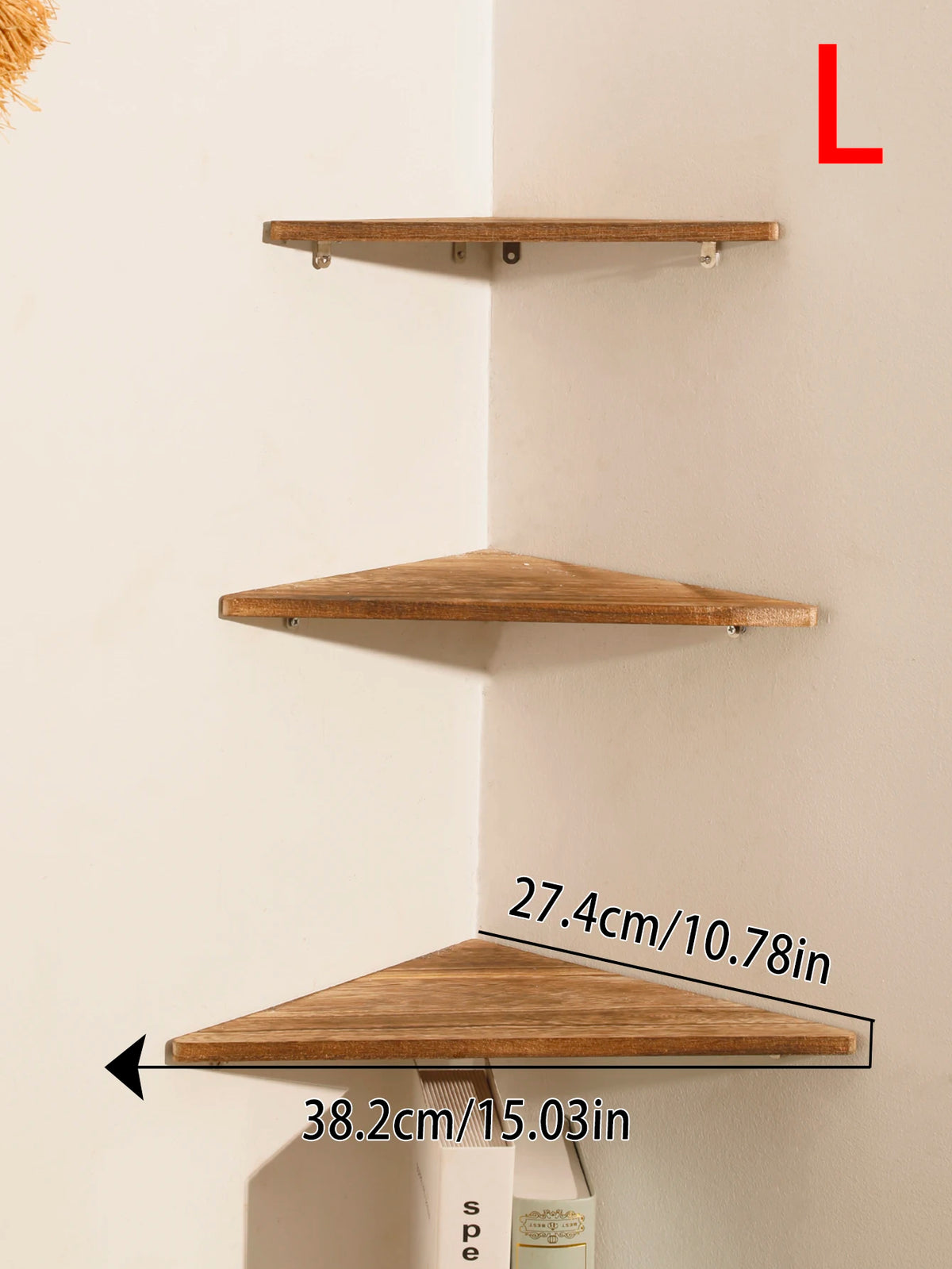 Corner Floating Wooden Wall Shelves for Home Decor