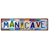 Vintage humorous lowrider metal tin sign for man cave with various text and imagery