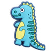 A light blue cartoon dinosaur charm with yellow accents and a spiky outline.