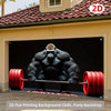A muscular gorilla figure is displayed in a black background for a 2D flat printing party backdrop.