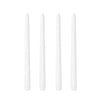 Four white gradient color long taper candles arranged vertically.