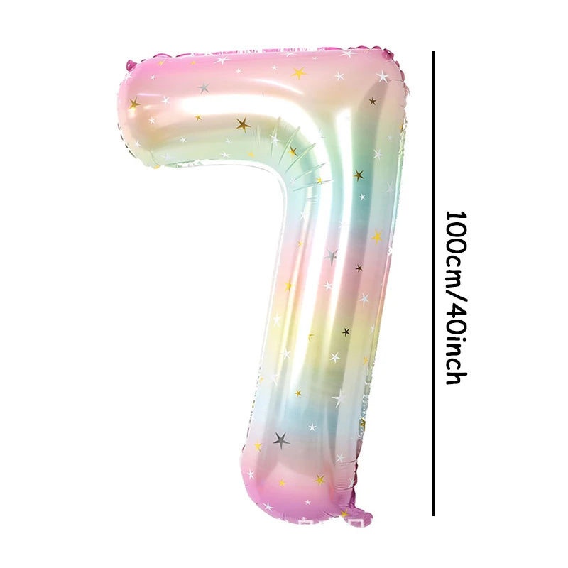 Pastel Rainbow Number Foil Balloon (40 inch)
