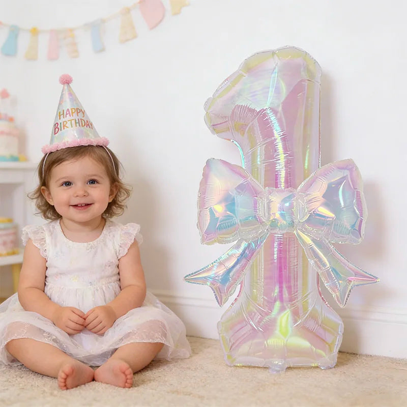 Iridescent Number Balloon Kit with Bowknot Accent