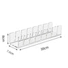 Clear acrylic hat storage rack with 13 slots, measuring 8cm by 30cm.