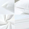 Close-up view of a white leopard print decorative pillow cover fabric texture and stitching