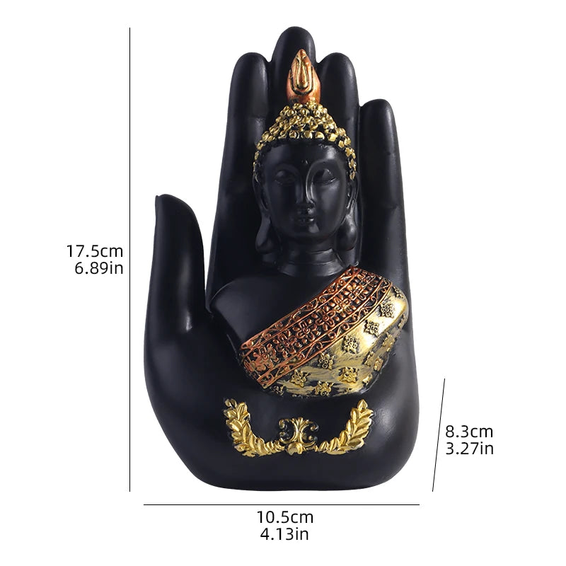 Palm-Sized Buddha Hand Sculpture with Gold Headpiece