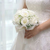 Elegant Silk Rose Bridal Bouquet with Baby's Breath