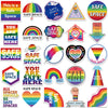 A collection of colorful stickers featuring the phrase Safe Space and rainbow designs for various items.